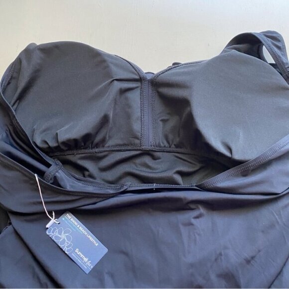 Summer Mae Maternity Swim Dress 2X Black Ruffle Skirt Biker Short Bra Modest NEW - Picture 9 of 15